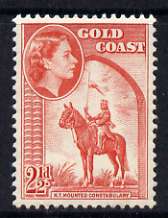 Gold Coast 1952-54 Mounted Constabulary 2.5d unmounted mint from def set, SG 157*, stamps on police, stamps on horses