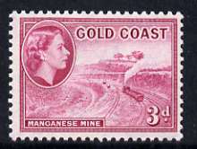 Gold Coast 1952-54 Manganese Mine 3d unmounted mint from def set, SG 158, stamps on mining