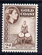 Gold Coast 1952-54 Talking Drums 2d unmounted mint from def set, SG 156, stamps on music, stamps on musical instruments