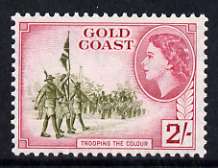 Gold Coast 1952-54 Trooping the Colour 2s unmounted mint from def set, SG 162, stamps on militaria