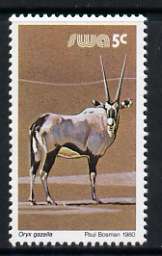 South West Africa 1980-89 Gemsbok 5c (chalky paper) from Wildlife Def set unmounted mint, SG 353a, stamps on animals, stamps on deer