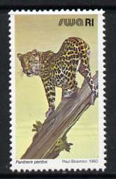 South West Africa 1980-89 Leopard 1r (chalky paper) from Wildlife Def set unmounted mint, SG 364a, stamps on animals, stamps on cats, stamps on leopards