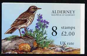 Guernsey - Alderney 1997 Rock Pipit & Sea Stock Â£2.00 booklet complete and pristine SG ASB4, stamps on birds, stamps on flowers