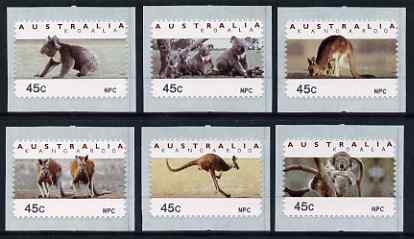 Australia 1994 Australian Wildlife (2nd Series) self adhesive set of 6 unmounted mint (inscribed NPC), similar to SG 1459-64, stamps on animals, stamps on kangaroos, stamps on koalas, stamps on bears, stamps on self adhesive, stamps on 