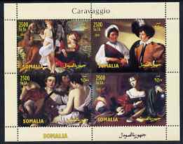 Somalia 2004 Paintings by Caravaggio perf sheetlet containing 4 values unmounted mint, stamps on arts, stamps on caravaggio