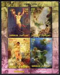 Somalia 2004 Nude Paintings by Hans Zatzka perf sheetlet containing 4 values unmounted mint, stamps on arts, stamps on nudes, stamps on 