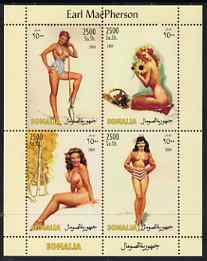Somalia 2004 Glamour Paintings by Earl MacPherson perf sheetlet containing 4 values unmounted mint, stamps on arts, stamps on nudes, stamps on 