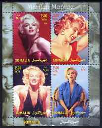 Somalia 2004 Marilyn Monroe #2 perf sheetlet containing 4 values unmounted mint, stamps on movies, stamps on films, stamps on cinema, stamps on women, stamps on marilyn monroe, stamps on 