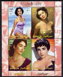 Somalia 2004 Elizabeth Taylor perf sheetlet containing 4 values unmounted mint, stamps on movies, stamps on films, stamps on cinema, stamps on women