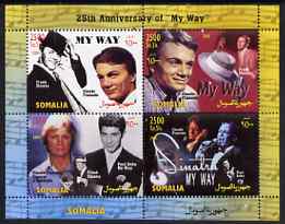 Somalia 2004 25th Anniversary of My Way perf sheetlet containing 4 values unmounted mint, stamps on music, stamps on sinatra, stamps on 