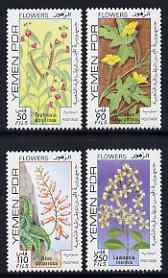 Yemen - Republic 1981 Flowers (2nd series) set of 4 unmounted mint, SG 265-68, stamps on flowers, stamps on cacti, stamps on scots, stamps on scotland