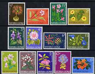 Sierra Leone 1963 Flowers in natural colours set of 13 unmounted mint, SG 242-54, stamps on flowers