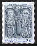 France 1976 'The Two Saints' wood carving 2f unmounted mint from French Art set, SG 2108, stamps on arts, stamps on religion