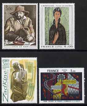 France 1980 French Art set of 4 unmounted mint, SG 2338-41, stamps on arts, stamps on music, stamps on sculpture, stamps on modigliani