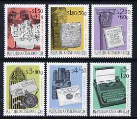 Austria 1965 'WIPA' Stamp Exhibition (2nd Series) Development of the Letter set of 6 unmounted mint, SG 1447-52, stamps on stamp exhibitions, stamps on postal, stamps on printing