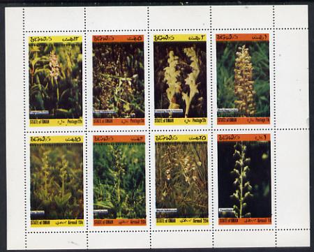 Oman 1973 Orchids (With Scout Emblems) perf set of 8 values (1b to 1R) unmounted mint, stamps on , stamps on  stamps on flowers  orchids      scouts
