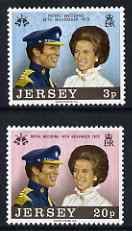 Jersey 1973 Royal Wedding set of 2 unmounted mint,, SG 97-98, stamps on , stamps on  stamps on royalty, stamps on  stamps on anne, stamps on  stamps on anne & mark
