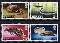Jersey 1973 Marine Life set of 4 unmounted mint, SG 99-102, stamps on marine life, stamps on shells, stamps on crabs, stamps on lobster, stamps on eels