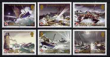 Jersey 1984 Centenary of Jersey RNLI Lifeboat Station set of 6 unmounted mint, SG 334-39, stamps on ships, stamps on rescue, stamps on lighthouses, stamps on shipwrecks