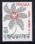 Poland 1970 25th Anniversary of Return of Western Territories 60g unmounted mint, SG 1986           , stamps on , stamps on  stamps on flowers, stamps on  stamps on arms, stamps on  stamps on heraldry
