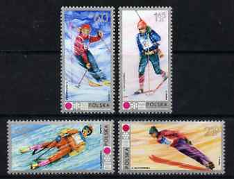 Poland 1972 Winter Olympics, Sapporo set of 4 unmounted mint, SG 2128-31, stamps on olympics, stamps on skiing, stamps on luge