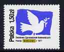 Poland 1977 World Council of Peace Congress unmounted mint, SG 2489, stamps on , stamps on  stamps on birds, stamps on  stamps on dove, stamps on  stamps on peace