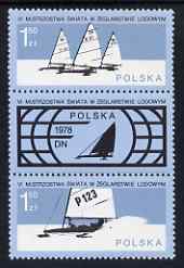 Poland 1978 World Ice Sailing Championships set of 2 se-tenant with label unmounted mint, SG 2528-29, stamps on sport, stamps on sailing