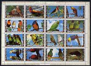 Umm Al Qiwain 1972 Exotic Birds #1 sheetlet containing 16 values unmounted mint (Mi 1242-57A), stamps on birds, stamps on parrots, stamps on pheasant