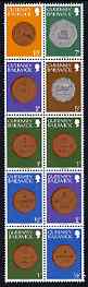 Guernsey 1982 Coins in 30p booklet format (2 x 1/2p, 3 x 1p, 2 x 2p, 1 x 5p, 1 x 7p, 1 x 10p) unmounted mint, SG 177a, stamps on coins, stamps on birds, stamps on bovine
