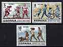 Spain 1979 Sports for All set of 3 unmounted mint, SG 2564-66, stamps on sport, stamps on football, stamps on running, stamps on bicycles, stamps on dogs