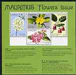 Mauritius 1977 Indigenous Flowers m/sheet of 4 unmounted mint, SG MS 523, stamps on , stamps on  stamps on flowers