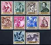 Spain 1969 Stamp Day and Alonso Cano commem set of 10 unmounted mint, SG 1968-77, stamps on arts, stamps on cano.angels, stamps on animals, stamps on ovine