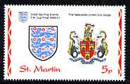 St Martin (Isles Of Scilly) 1996 Great Sporting Events - Football 5p - The Newcastle United Club Badge unmounted mint, stamps on football, stamps on sport