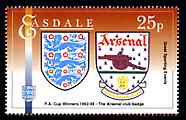 Easdale 1996 Great Sporting Events - Football 25p - Arsenal Club Badge Winners of 1992-93 FA Cup Final, unmounted mint, stamps on football, stamps on sport