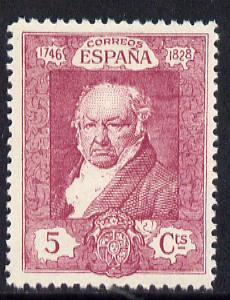 Spain 1930 Francisco Goya 5c bright mauve unmounted mint SG 556, stamps on , stamps on  stamps on personalities, stamps on  stamps on arts, stamps on  stamps on goya, stamps on  stamps on 