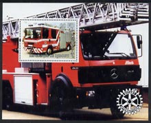 Djibouti 2004 Fire Engines perf souvenir sheet #2 with Rotary logo unmounted mint, stamps on fire, stamps on rotary