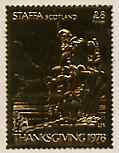 Staffa 1978 Thanksgiving Day \A38 (Family in Prayer) embossed in 23k gold foil (Rosen #623) unmounted mint, stamps on 