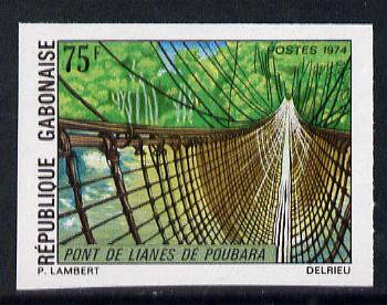 Gabon 1974 Rope Bridge 75f unmounted mint IMPERF from limited printing (as SG 523), stamps on bridges    civil engineering