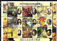 Chad 2000 Millennium - Composers perf sheetlet containing 9 values, cto used, stamps on music, stamps on millennium, stamps on brahms, stamps on strauss, stamps on pagonini, stamps on schubert, stamps on mozart, stamps on verdi, stamps on puccini, stamps on wagner, stamps on arts, stamps on dancing, stamps on personalities, stamps on mozart, stamps on music, stamps on composers, stamps on masonics, stamps on masonry, stamps on 