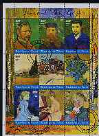 Chad 2001 Paintings by Vincent van Gogh perf sheetlet containing 9 values, cto used, stamps on arts, stamps on van gogh