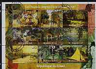 Chad 2000 Impressionist Art in Japan perf sheetlet containing 9 values, cto used, stamps on arts, stamps on 