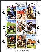 St Thomas & Prince Islands 1995 Horses perf sheetlet containing 9 values cto used, stamps on horses