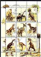 Madagascar 1999 Dinosaurs #1 perf sheetlet containing complete set of 9 values cto used, stamps on dinosaurs