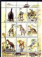 Madagascar 1999 Dinosaurs #2 perf sheetlet containing complete set of 9 values cto used, stamps on dinosaurs