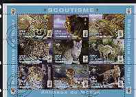 Niger Republic 1998 Animals of the World - Big Cats perf sheetlet containing 9 values (each with Scouts Logo) cto used, stamps on scouts, stamps on animals, stamps on cats