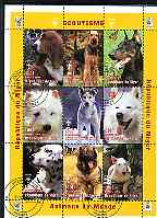 Niger Republic 1998 Animals of the World - Dogs perf sheetlet containing 9 values (each with Scouts Logo) cto used, stamps on scouts, stamps on animals, stamps on dogs