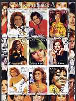 Eritrea 2002 Sophia Loren perf sheetlet containing 9 values cto used, stamps on films, stamps on cinema, stamps on women