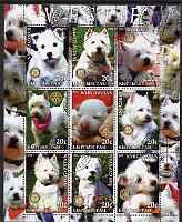 Kyrgyzstan 2004 Dogs - Westies perf sheetlet containing 9 values each with Rotary Logo, cto used, stamps on dogs, stamps on westies, stamps on rotary
