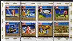 Ajman 1972 Apollo 11-17 perf sheetlet containing set of 8 fine cto used, Mi 2669-76A, stamps on space, stamps on apollo