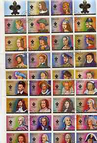 Ajman 1972 Kings & Queens of France perf set of 34 cto used, Mi 1470-1503A, stamps on personalities, stamps on royalty, stamps on scots, stamps on scotland